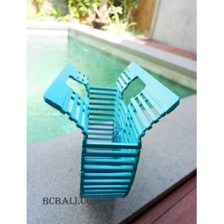 balinese bamboo handbags fan style turquoise 